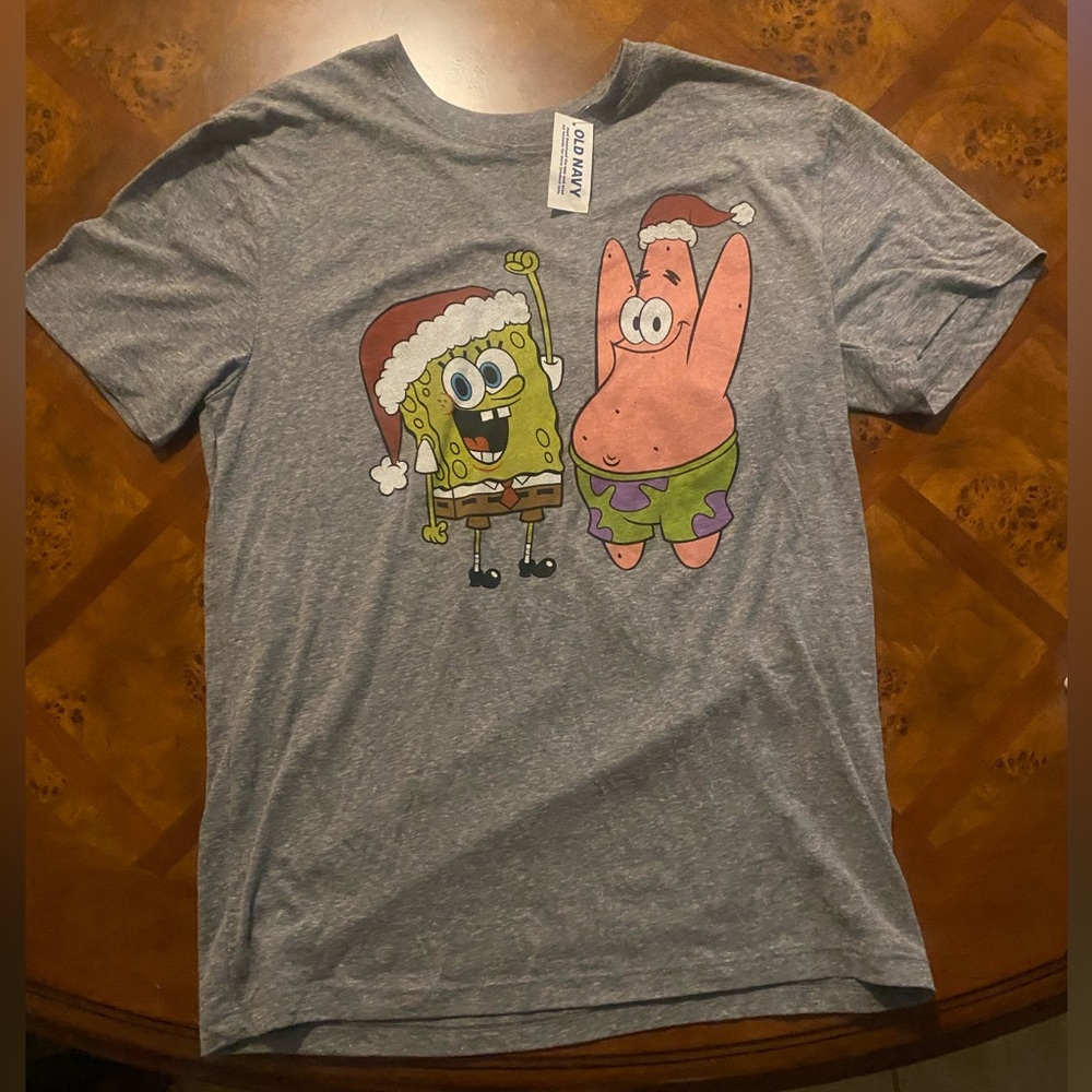 Christmas 🎄 SpongeBob and Patrick Gray Adult T-Shirt